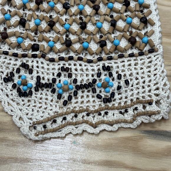 Vtg Ann Tjian For Kenar Open Knit Crochet Vest Medium Petite Boho Festival - Picture 8 of 11